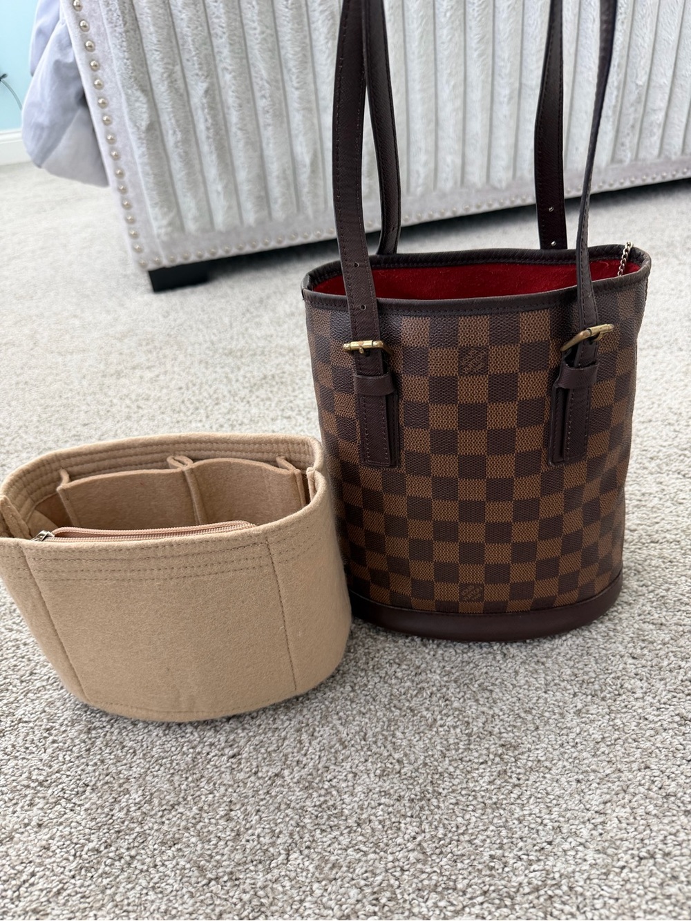 Brown Checkered Tote Bag - Picture 1 of 9
